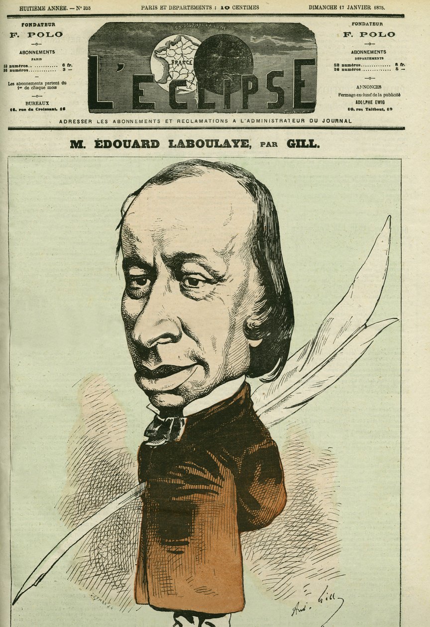 Edouard Rene de Laboulaye (1811-1883) francia jogtudós, költő és politikus portréja, ő volt a Szabadság-szobor feltalálója is. Borító a „” L
