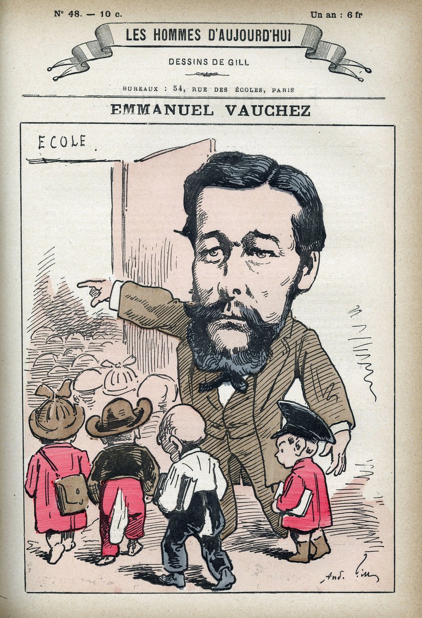 Emmanuel Vauchez francia politikus portréja. Gill karikatúrája, Párizs. alkotó: Andre Gill