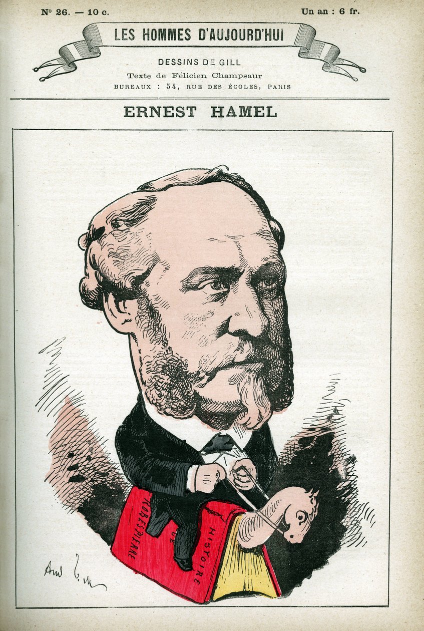 Ernest Hamel (1826-1898) francia jogász és politikus portréja. Gill rajzfilmje a „Les Homme d