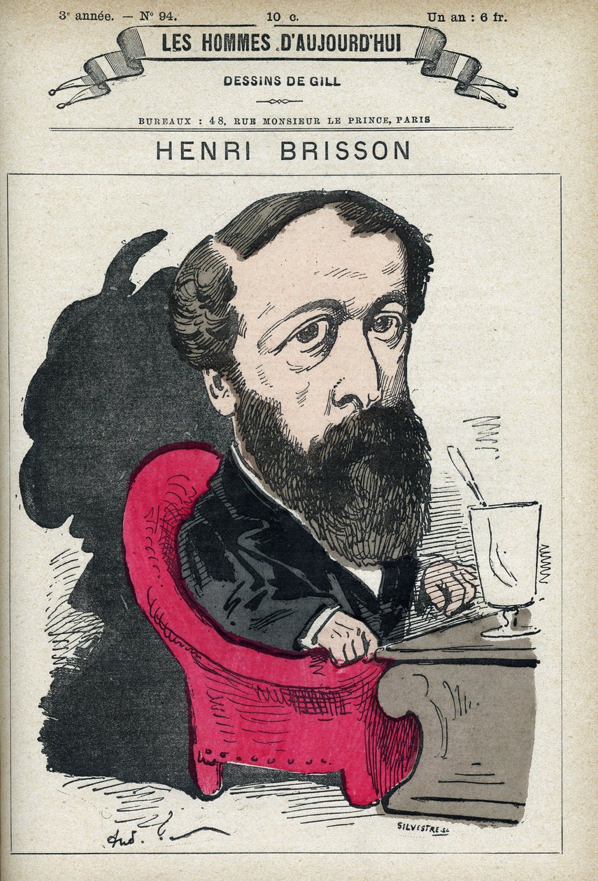 Eugene Henri Brisson (1835-1912) francia jogász, újságíró és politikus portréja. Gill, Párizs rajzfilmje. alkotó: Andre Gill