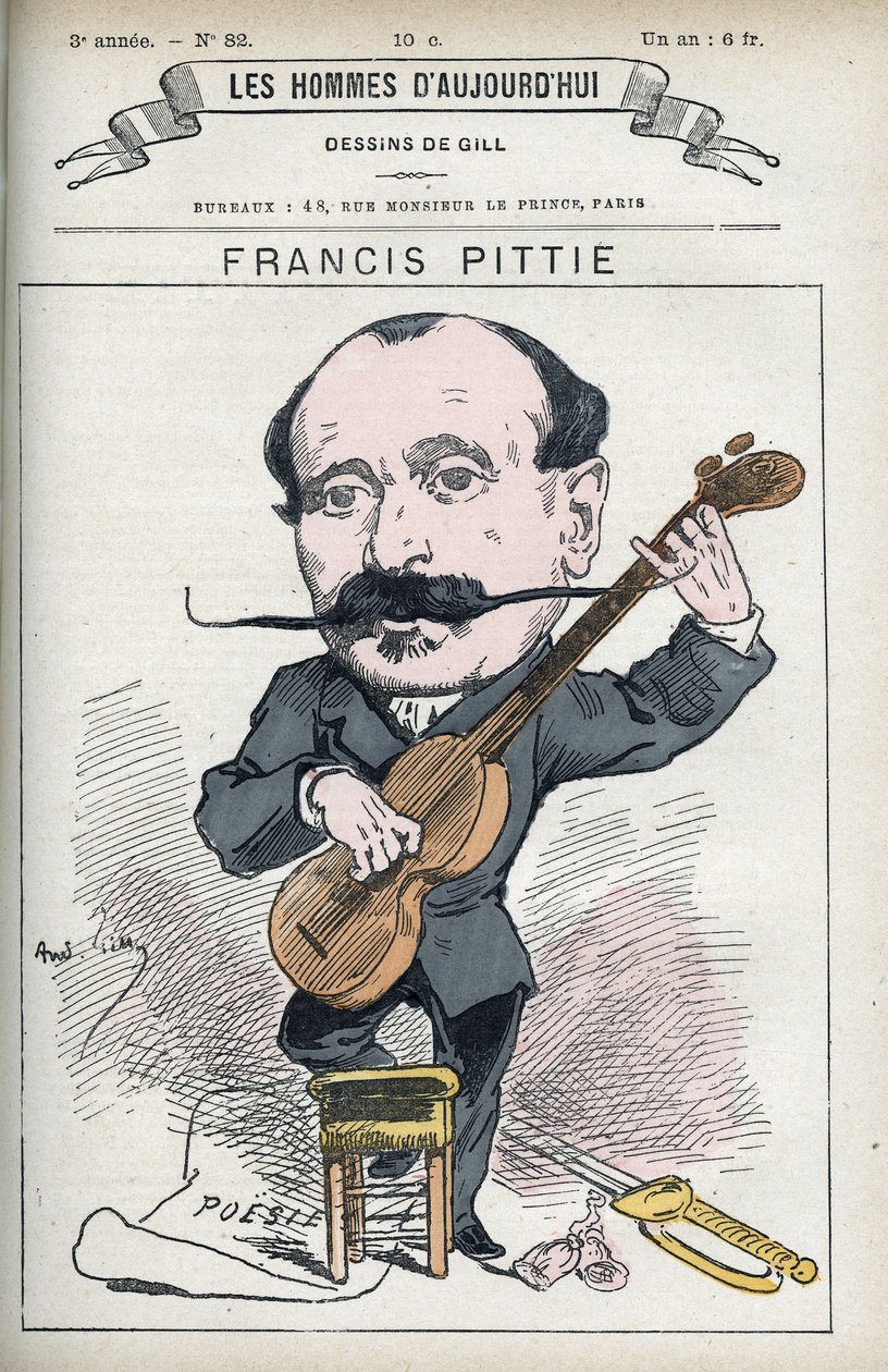 Francis Pittie francia költő portréja. Gill karikatúrája, Párizs. alkotó: Andre Gill