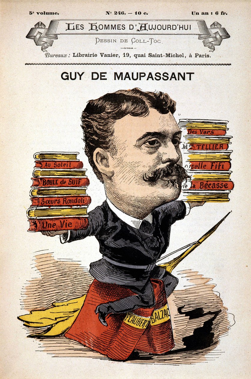 Guy de Maupassant portréja – Gill, „A mai férfiak” c. alkotó: Andre Gill