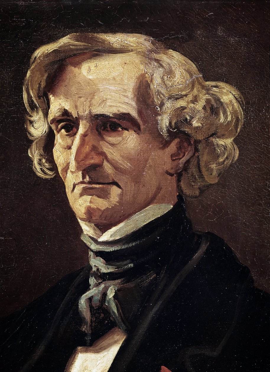 Hector Berlioz francia zeneszerző portréja, részlet (olaj, vászon alkotó: Andre Gill