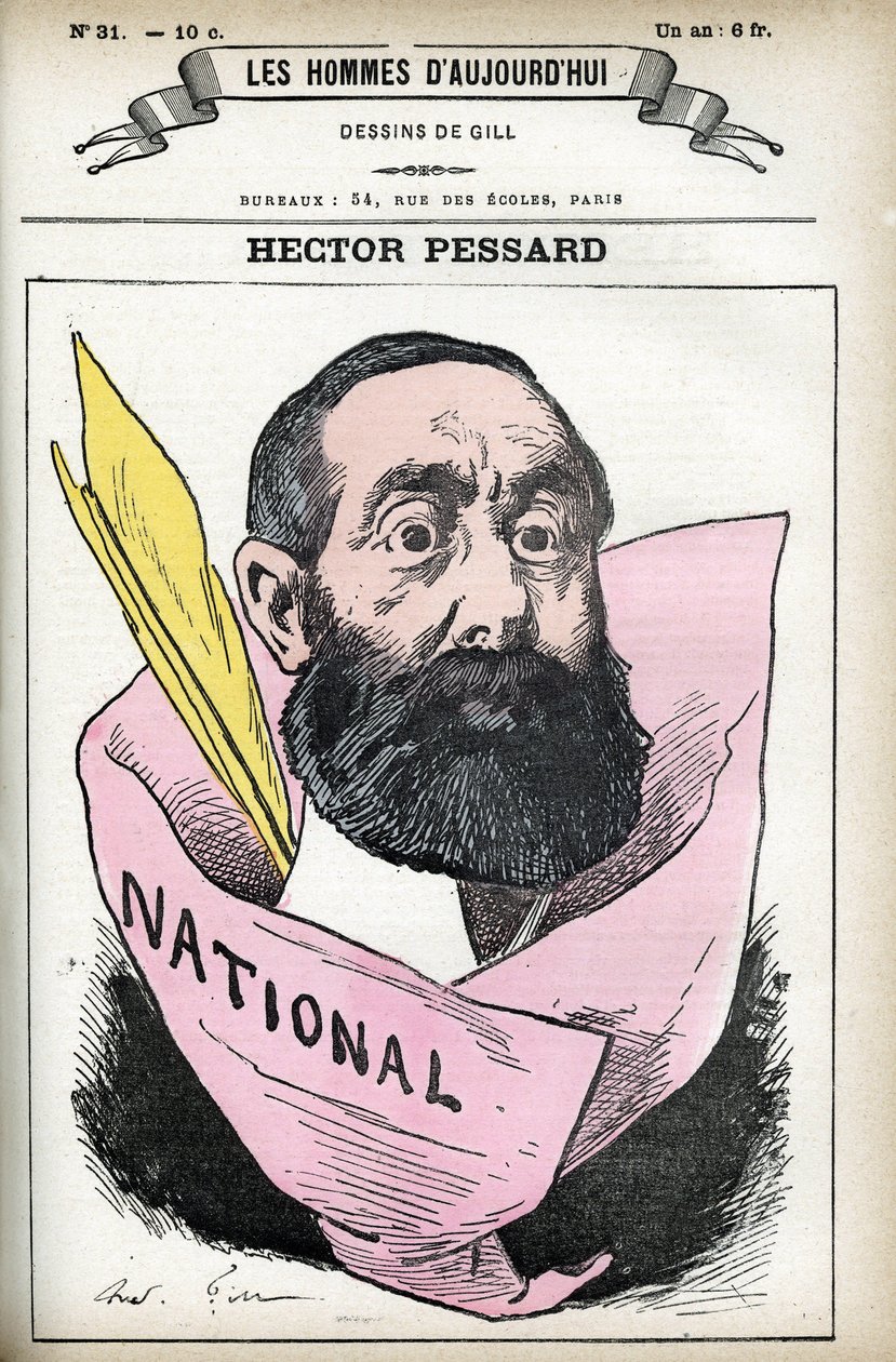Hector Pessard francia újságíró és a „Le National” újság tulajdonosának portréja. Gill rajzfilmje a „Les Homme d
