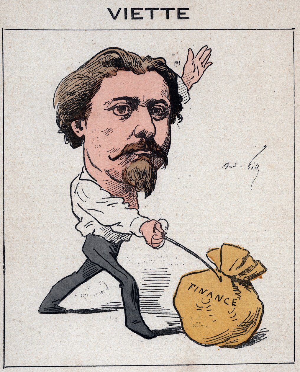 Jules Francois Viette (1843-1894) francia politikus portréja – Andre Gill karikatúrája a „Les Hommes d