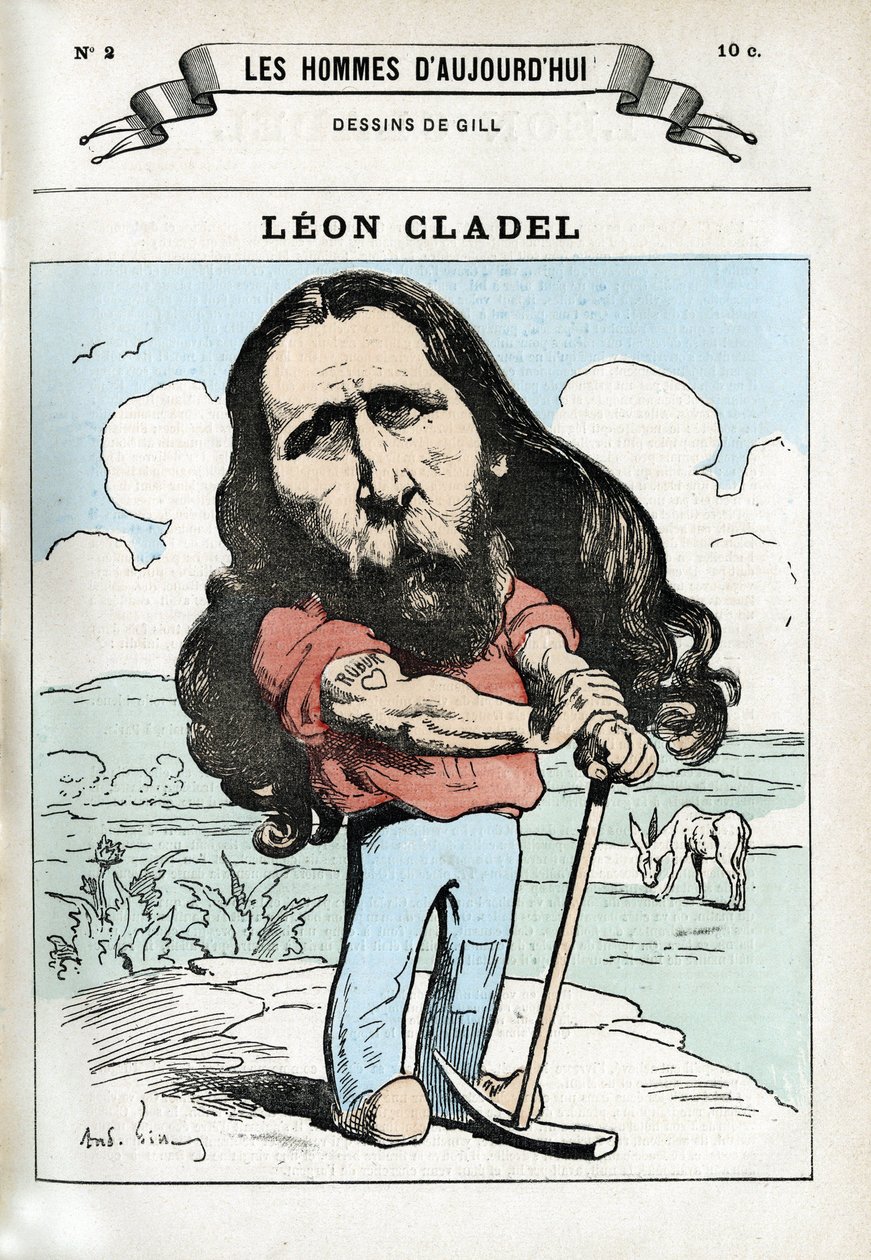 Leon Cladel (1835-1892), francia levélíró portréja. Gill karikatúrája, Párizs. alkotó: Andre Gill