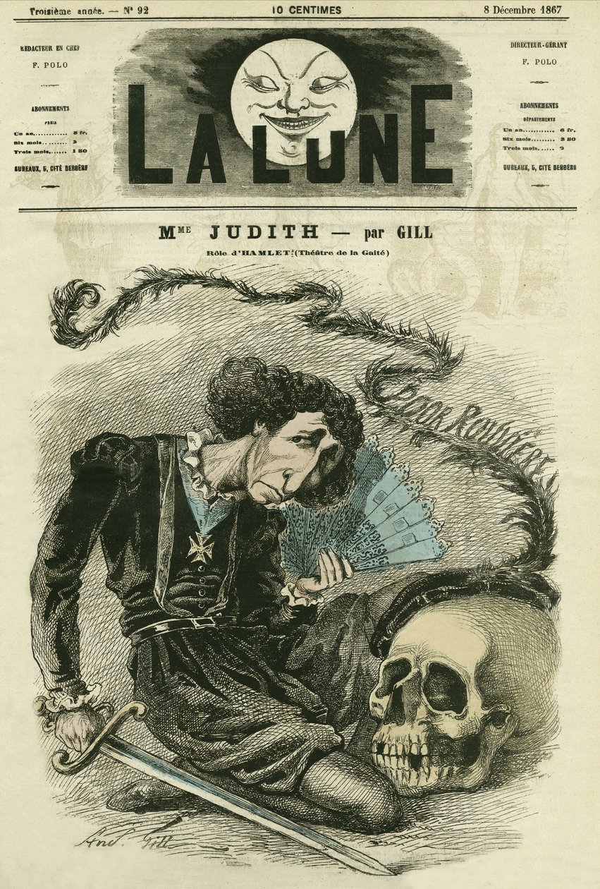 Madame Judith (1827-? ), francia színész portréja. Gill rajzfilmje a „La Lune”-ban, december 8 alkotó: Andre Gill
