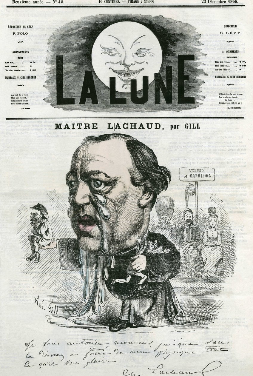 Maitre Charles Lachaud (1817-1882) francia ügyvéd portréja. Gill rajzfilmje a „” The Moon” című filmben, december 23 alkotó: Andre Gill