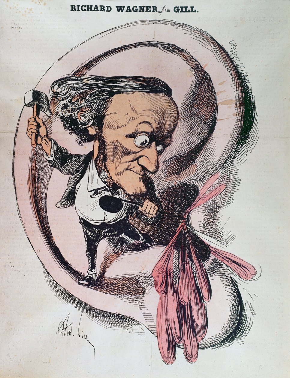 Richard Wagner felhasítja a világ dobhártyáját, illusztráció a 