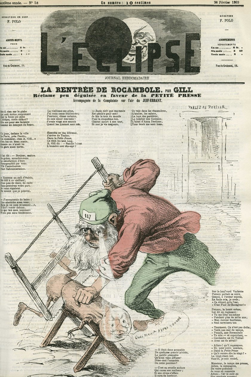 Rocamel bérleti díja, a “La Petite Presse” hirdetése. Borító a Gill „” L