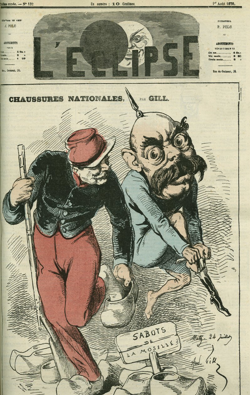 Shoes Nationales, Otto von Bismarck (1815-1898) csizmáját cseréli a Moselle fapapucsára. Borító a „” L