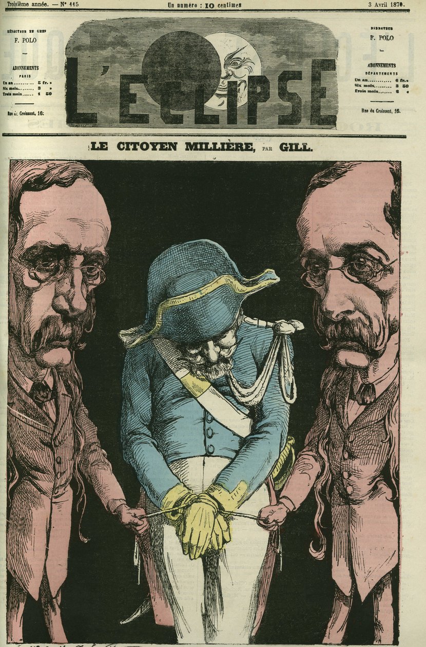 A polgár Milliere Alexandre Dumas-ra hivatkozva Gill a kezével ábrázolja őt. Borító a Gill „” L