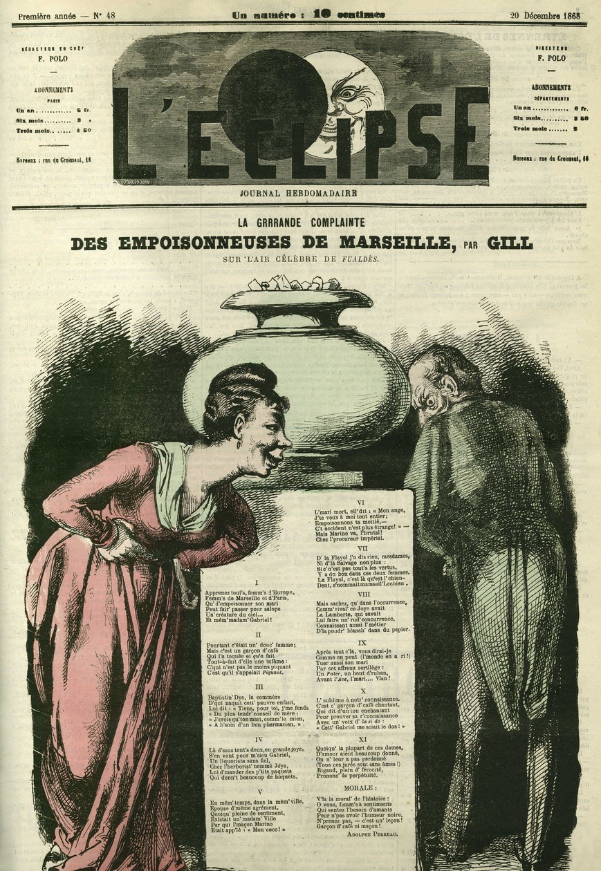 A „Poisonneuses de Marseille” nagy siralom”. Borító a Gill „” L