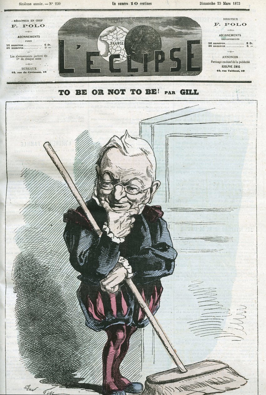 Lenni vagy nem lenni, Adolphe Thiers (1797-1877) francia államférfi rajzfilmje. Borító a „” L