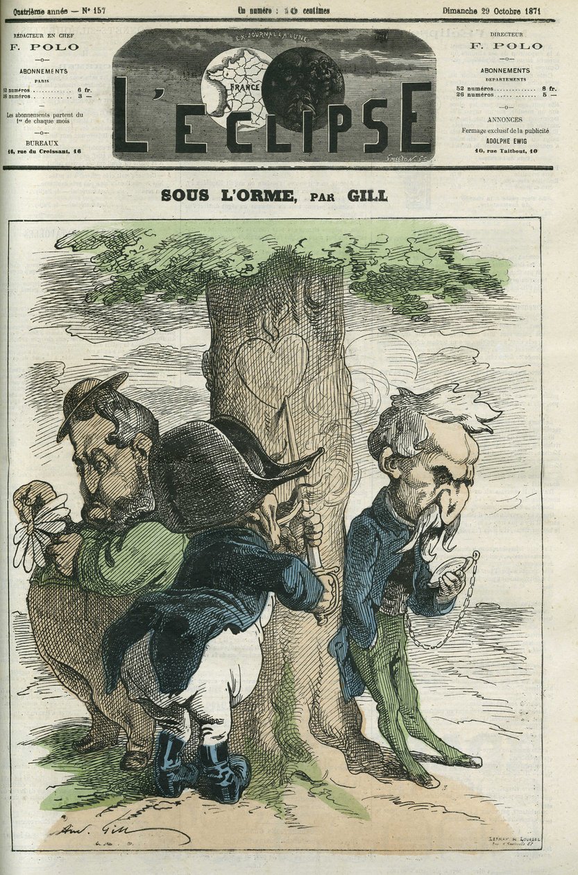 A szil alatt III. Napóleon, Emile Ollivier vár, ők a Sedan vereségének főszereplője. Borító a Gill „” L