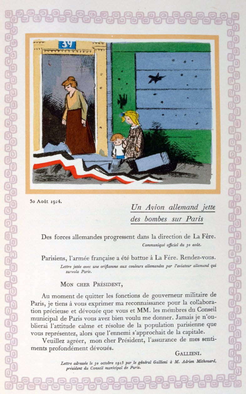 Párizs német bombázása, 1914. augusztus 30., 1919 alkotó: Andre Helle