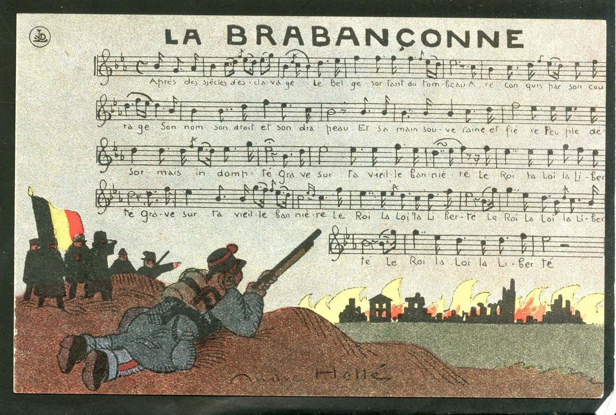 Szatirikus színű képeslap, 1915 körül: Helle Andre (1875-1945) illusztrációja. alkotó: Andre Helle
