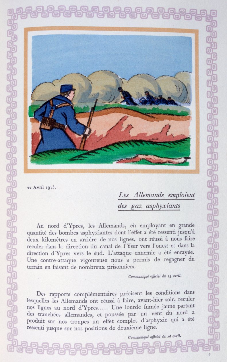A németek klórgázt használnak, Ypres, 1915. április 22., 1919 alkotó: Andre Helle