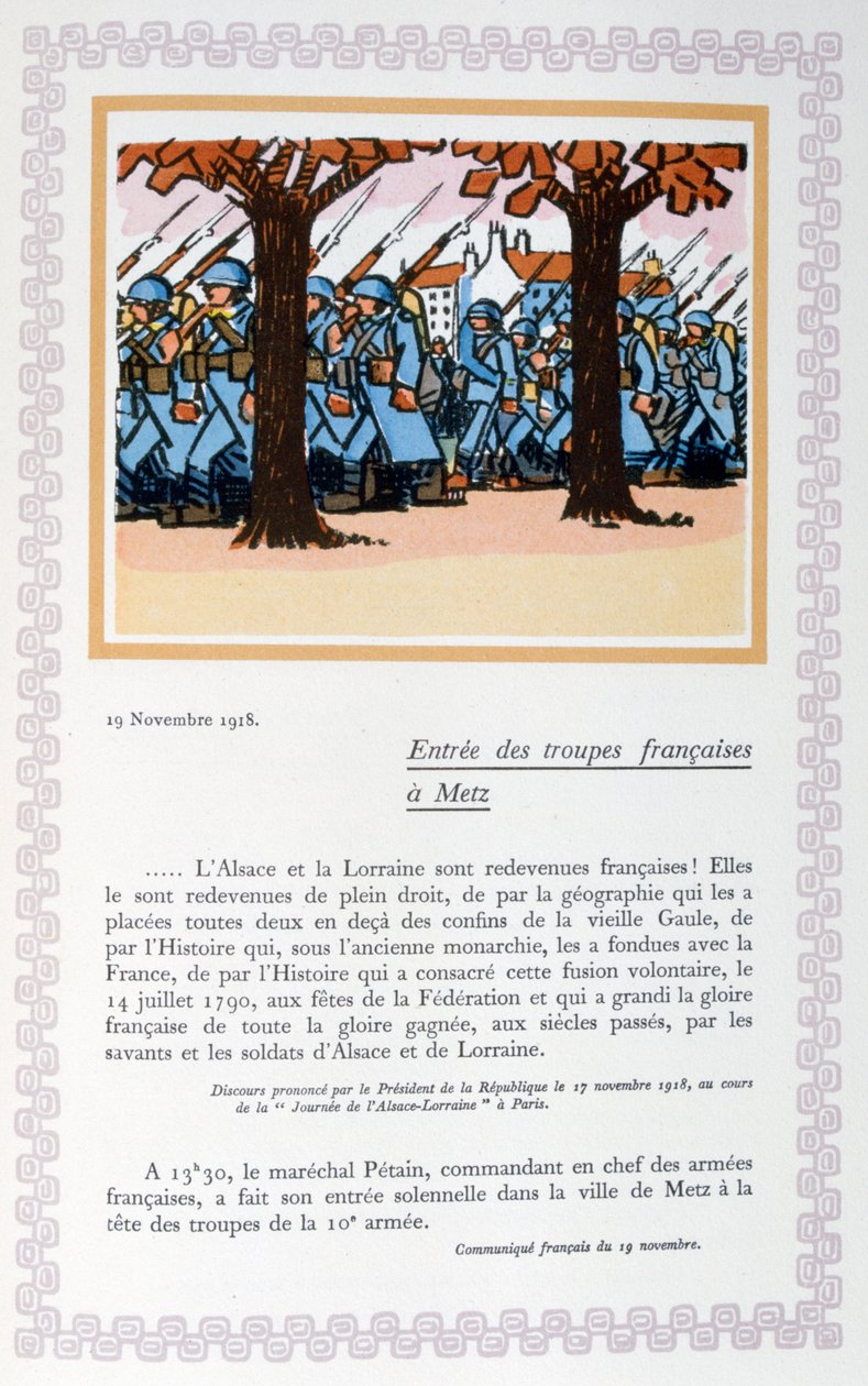 A francia csapatok bevonulása Metzbe, 1918. november 19., 1919 alkotó: Andre Helle