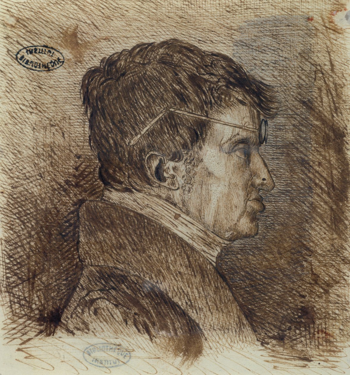 Önarckép 1775-1836, 19. század eleji toll és tus papíron alkotó: Andre Marie Ampere