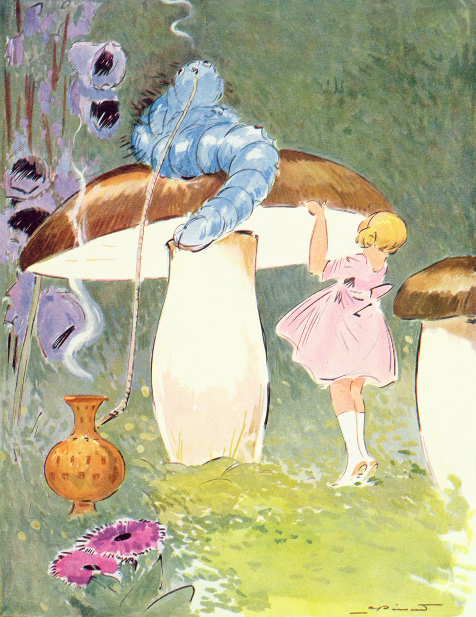 Alice és a hernyó, illusztráció az 