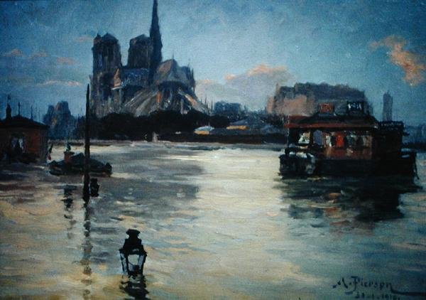 Kilátás a Pont de la Tournelle-re az 1910-es árvíz idején alkotó: Andre Pierson