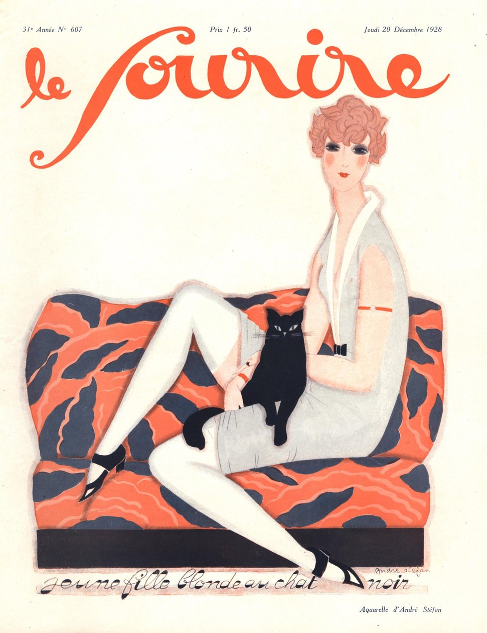 A „Le Sourire” címlapja, 1928. december (színes litó) alkotó: Andre Stefan