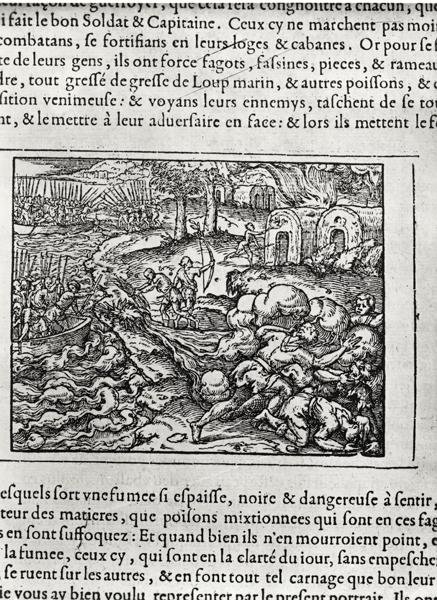 Leszállás, Andre Thevet Cosmographie universelle című művéből, 1575 alkotó: Andre Thevet