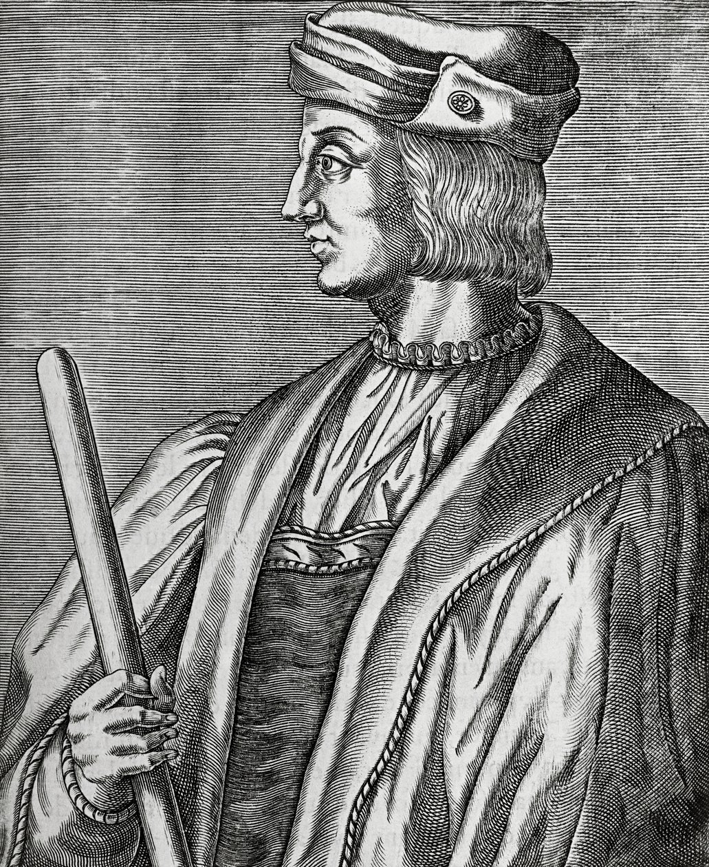 Gaston de Foix, Nemours hercegének (1489-1516) portréja, metszet A híres férfiak igaz portréi és élete című könyvéből alkotó: Andre Thevet
