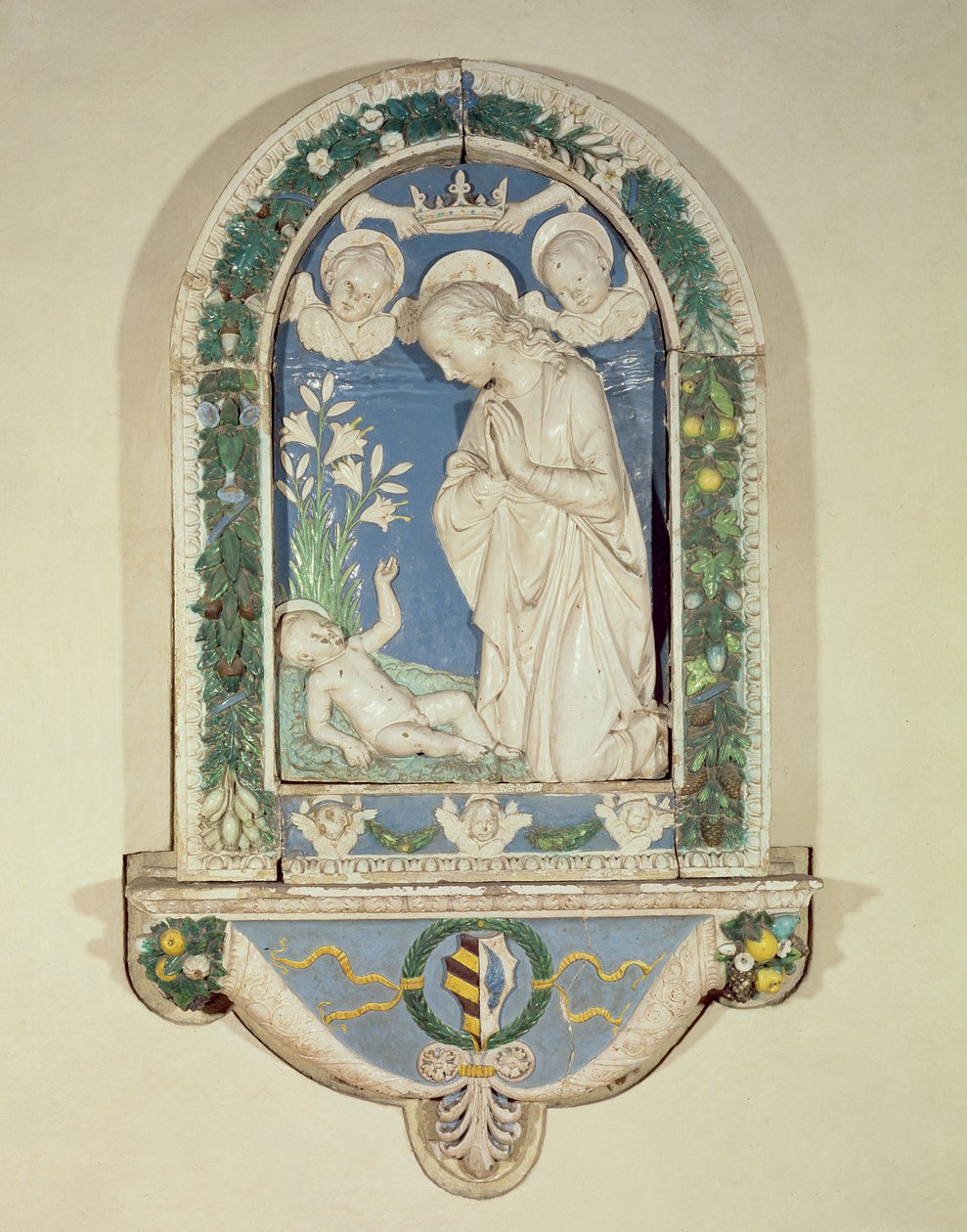 Madonna és gyermeke (polikróm terrakotta) alkotó: Andrea Della Robbia