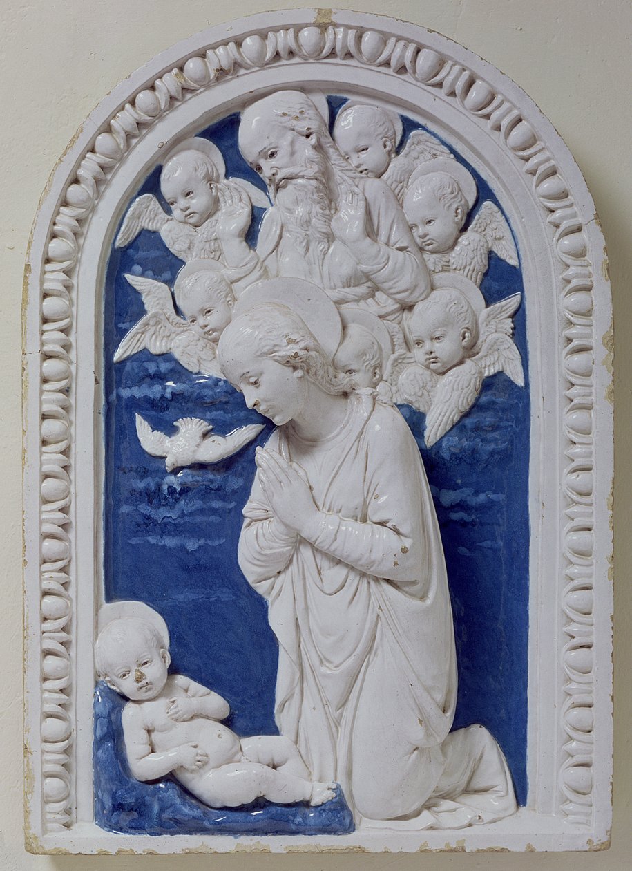 A Madonna és a Gyermek (mázas terrakotta) alkotó: Andrea Della Robbia