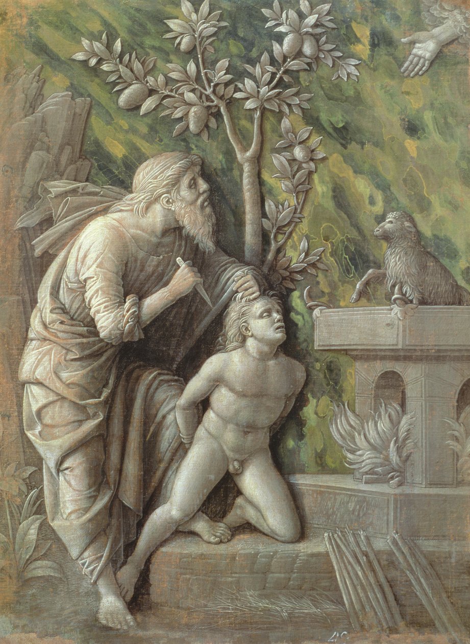 Ábrahám feláldozza Izsákot, 1490-95 körüli évek alkotó: Andrea Mantegna