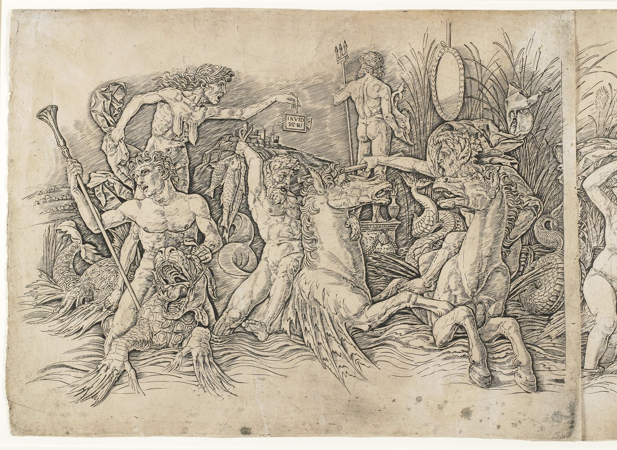 A tengeri istenek csatája, 1470-es évek alkotó: Andrea Mantegna