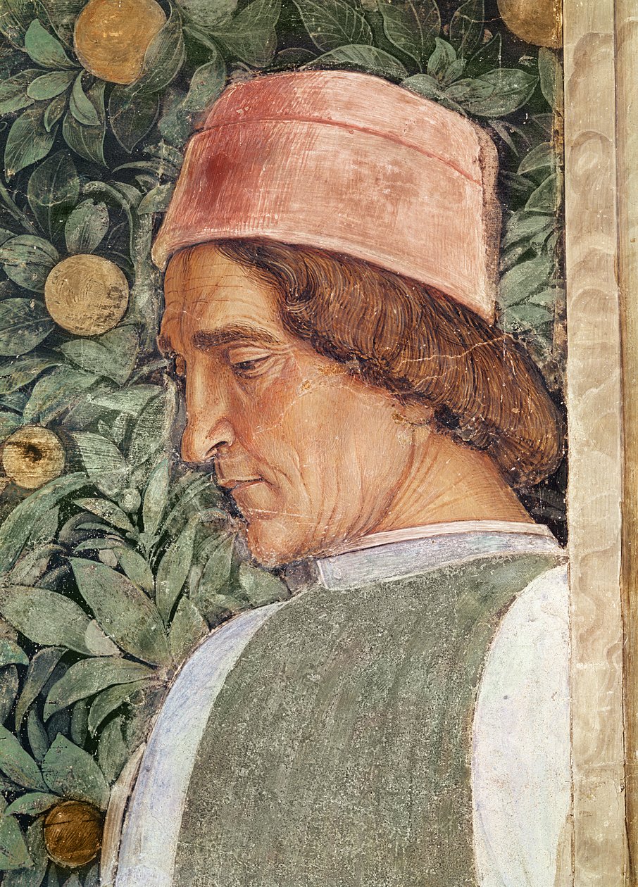 Részlet a vőlegény fejéről, a Camera degli Sposi vagy a Camera Picta, 1465-74 alkotó: Andrea Mantegna