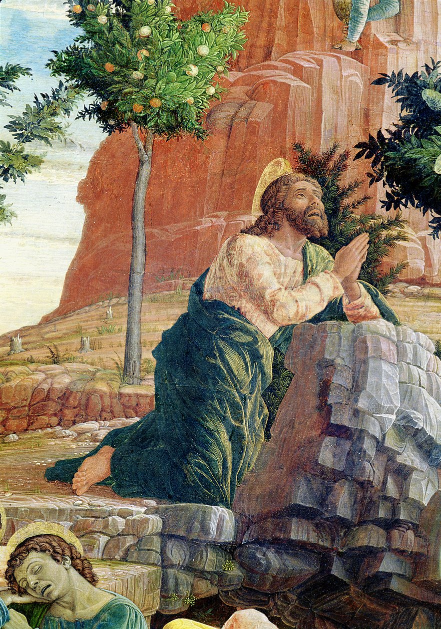 Agónia a kertben, bal oldali predella tábla Veronai Szent Zénó oltárképéről, 1456-60 (214241. részlet) alkotó: Andrea Mantegna