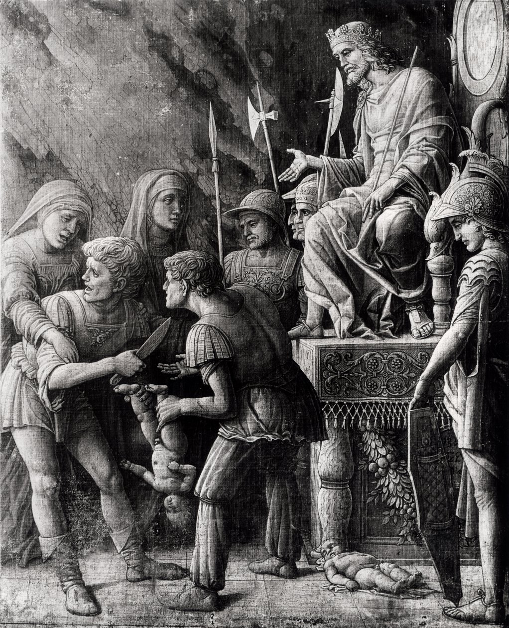 Salamon ítélete (ceruza és mosás vászonra) alkotó: Andrea Mantegna