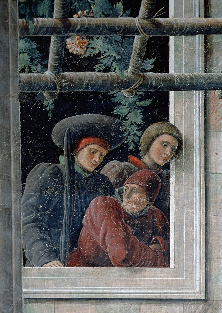Szent Kristóf mártíromsága, részlet a nézőkről, 1450-56 körül (257173 részlet) alkotó: Andrea Mantegna