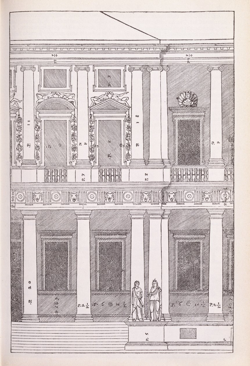 A Villa Chiericati, Vicenza domborzata, illusztráció az „I Quattro Libri dell