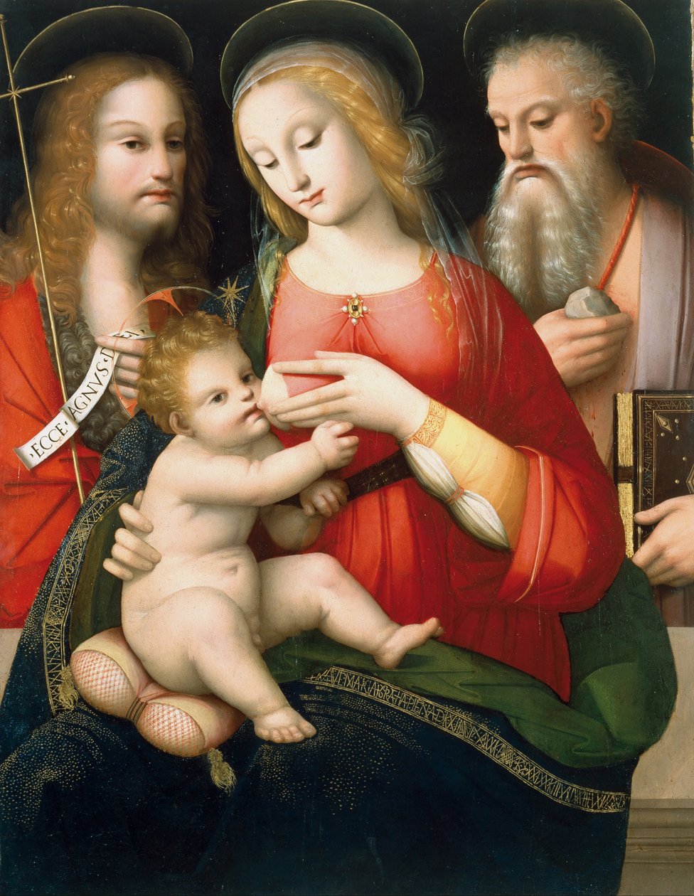 Madonna gyermekkel és szentekkel Keresztelő János és Girolamo alkotó: Andrea Piccinelli