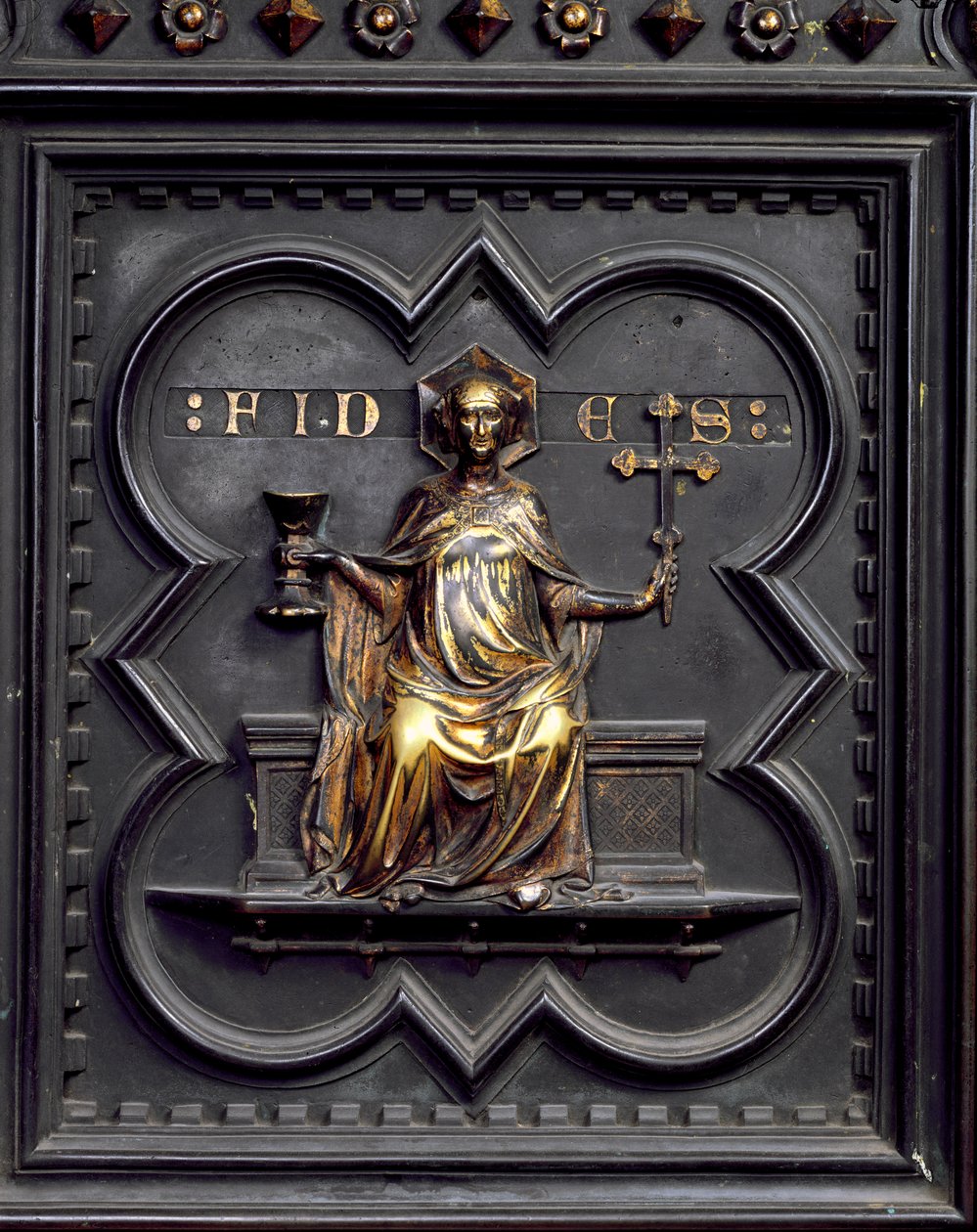 Faith, a San Giovanni keresztelőkápolna déli ajtóinak B táblája, 1336 (bronz) alkotó: Andrea Pisano