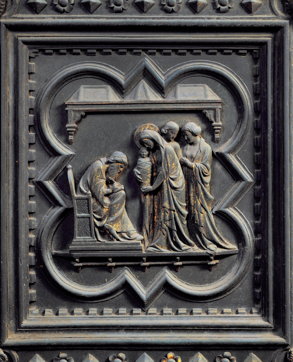 Zakariás írja a fiú nevét, a San Giovanni keresztelőkápolna déli ajtajának ötödik táblája, 1336 (bronz) alkotó: Andrea Pisano