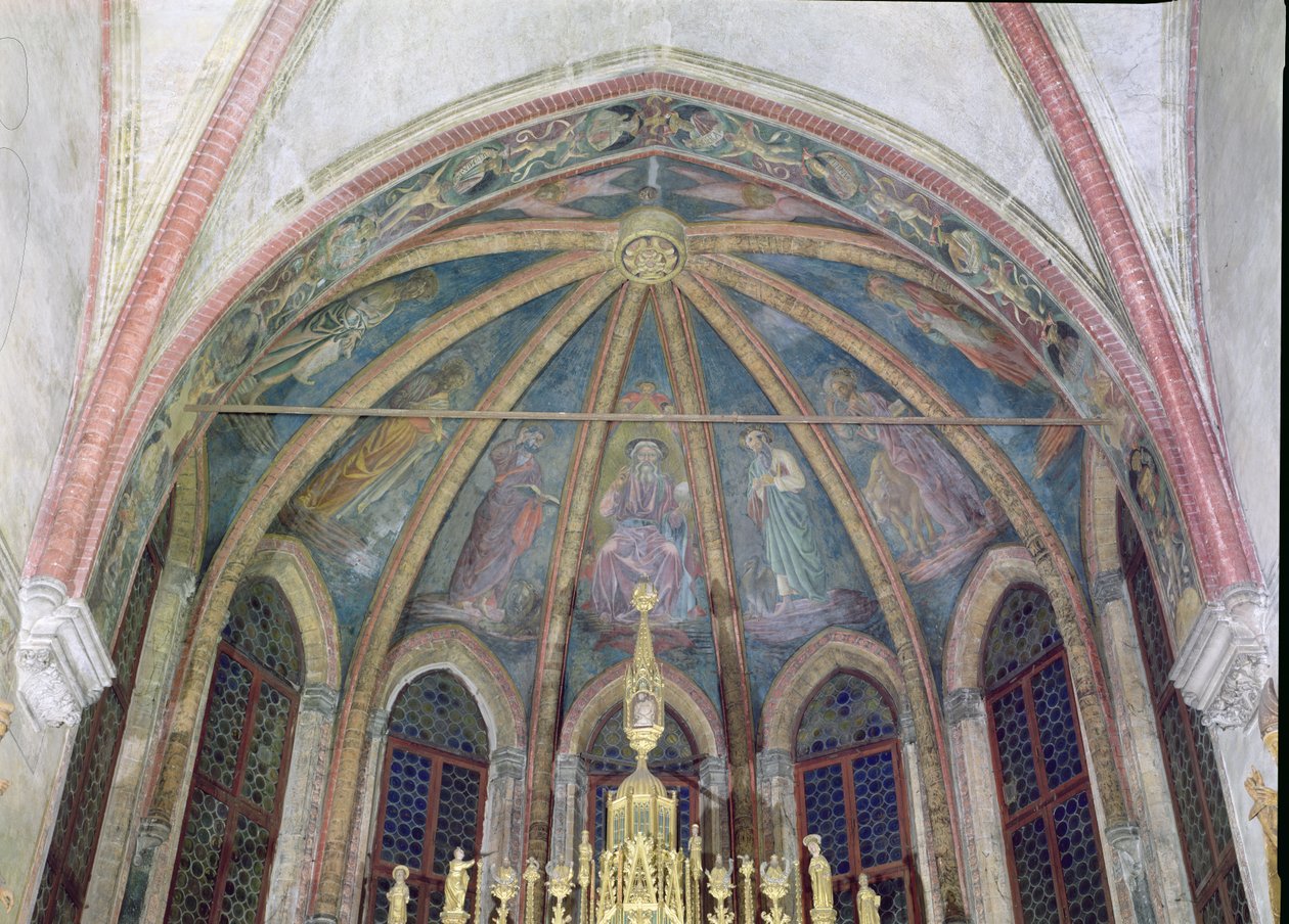 Bencés atyák és apostolok, a Szent Tarasius kápolnában lévő Apszis boltozatából alkotó: Andrea del Castagno