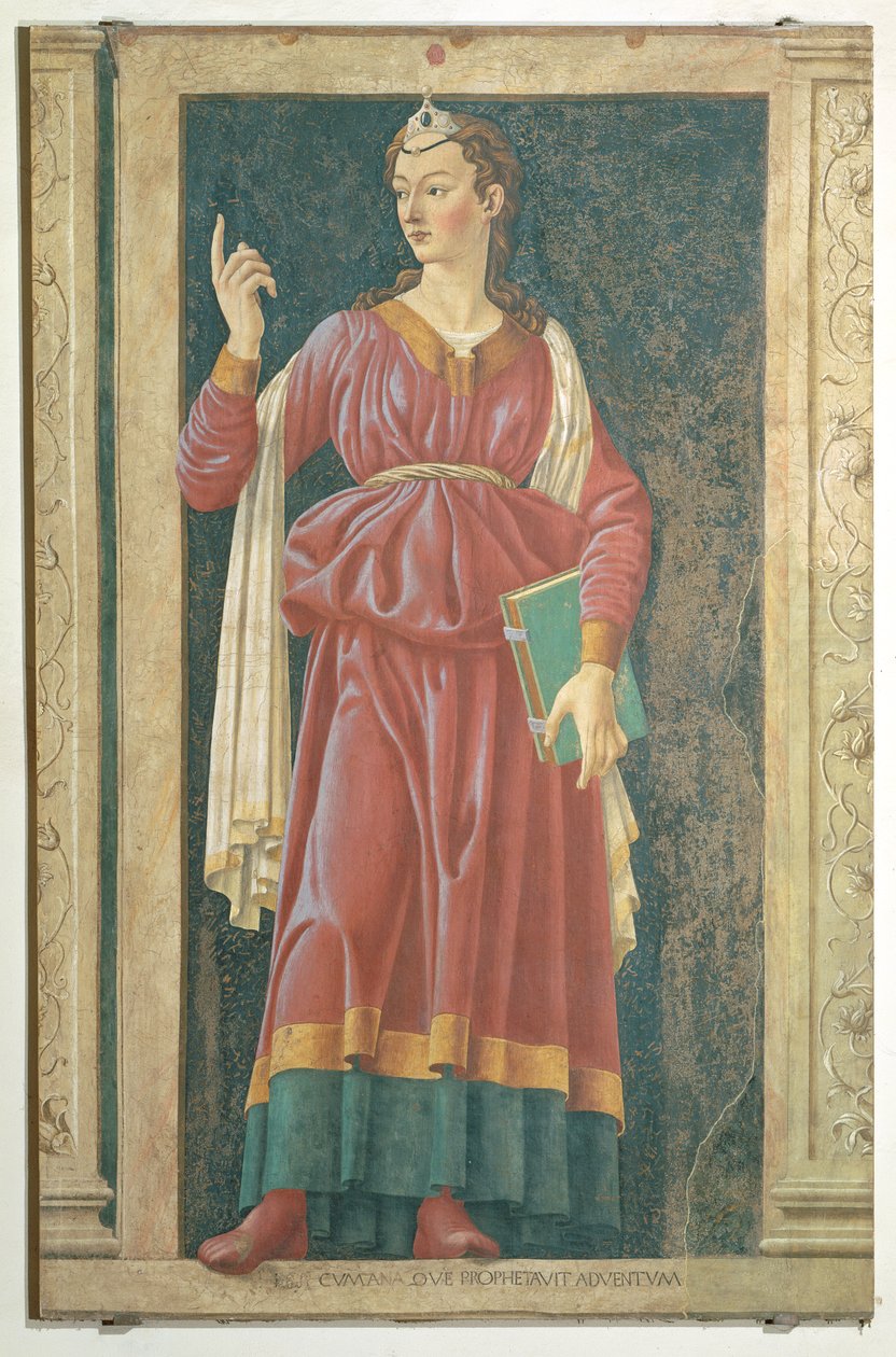 A kúmai szibilla, a Villa Carducci híres férfiakat és nőket ábrázoló sorozatából, 1450 körül. alkotó: Andrea del Castagno