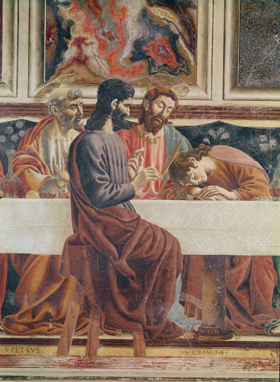 Az utolsó vacsora, Szent János, Szent Péter, Jézus és Júdás részlete, 1477 (85172 részlet) alkotó: Andrea del Castagno