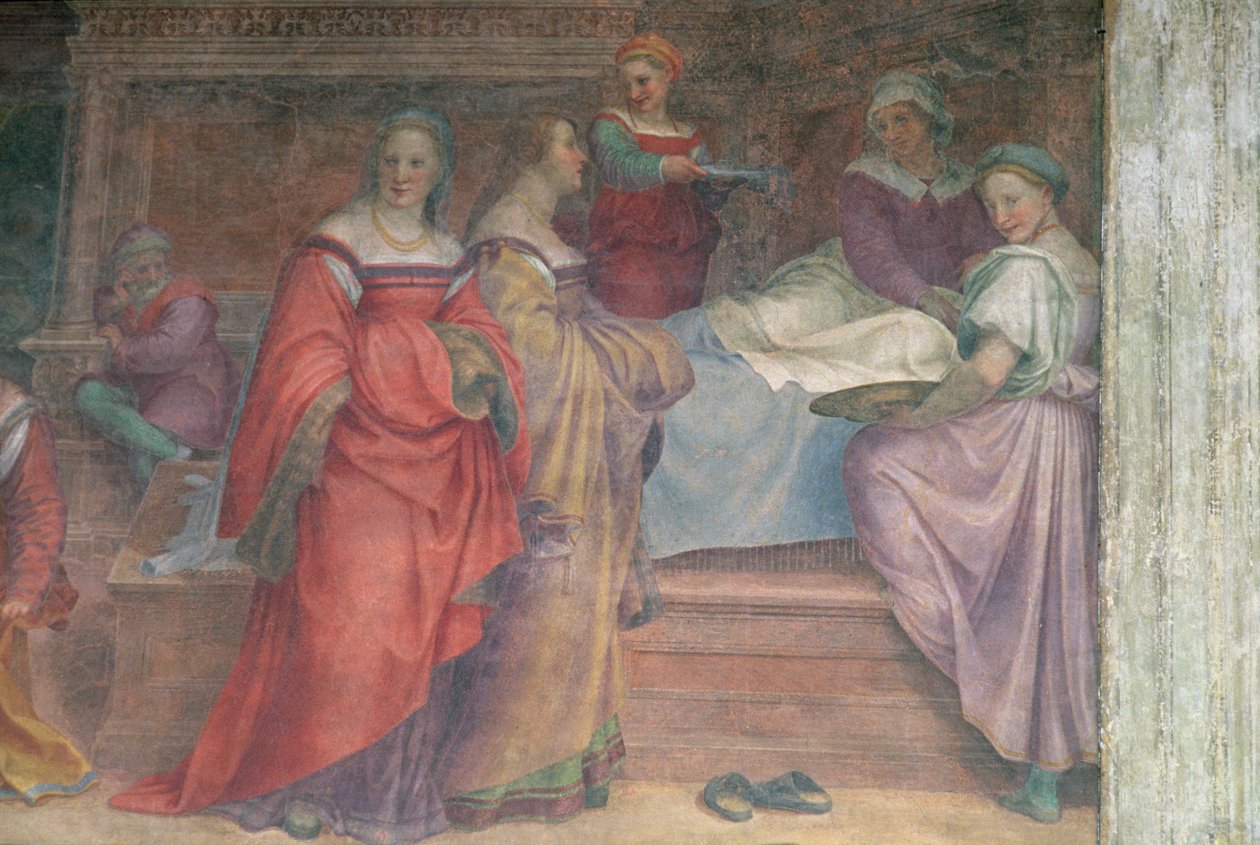 Ágyjelenet, a Szűz születéséből (részlet) alkotó: Andrea del Sarto