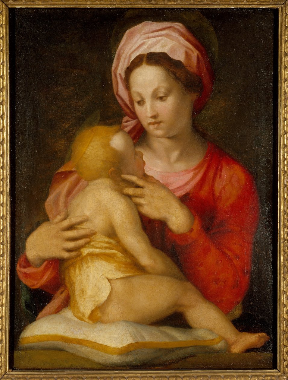 Madonna és gyermek (a panelről átvitt olaj, üveg) alkotó: Andrea del Sarto