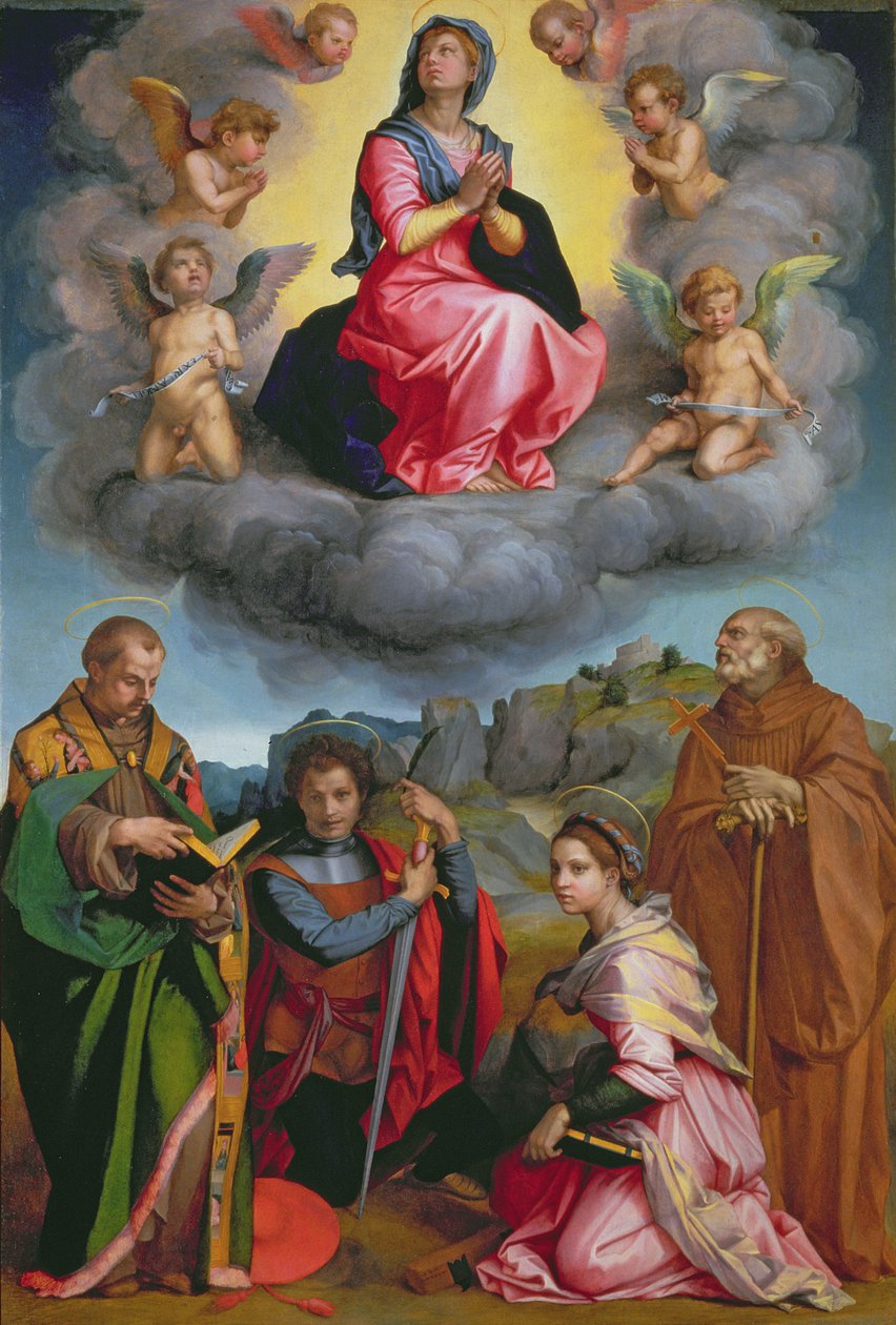 Madonna a dicsőségben négy szenttel (panel) alkotó: Andrea del Sarto