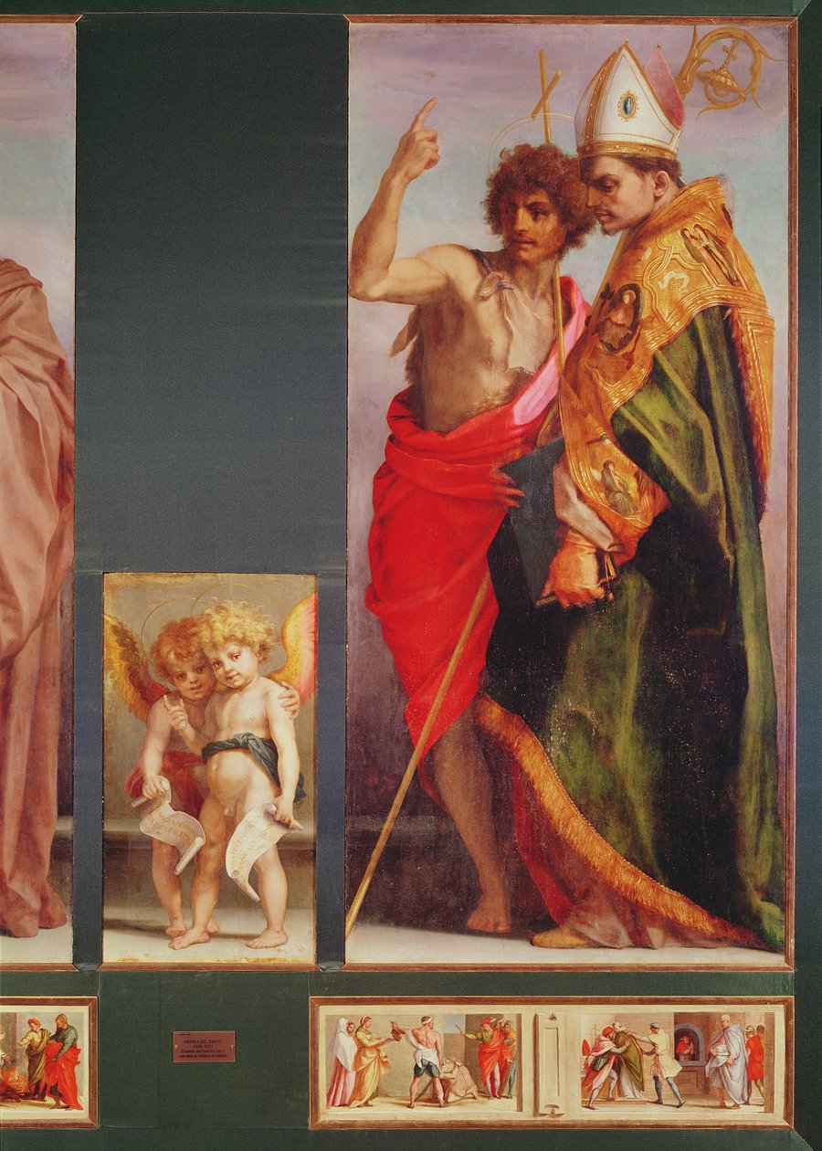 Poliptichon a Vallombrosa apátságból, a jobb oldali részlete Keresztelő Szent Jánost és egy másik szentet ábrázol, 1528 (50405 részlete) alkotó: Andrea del Sarto