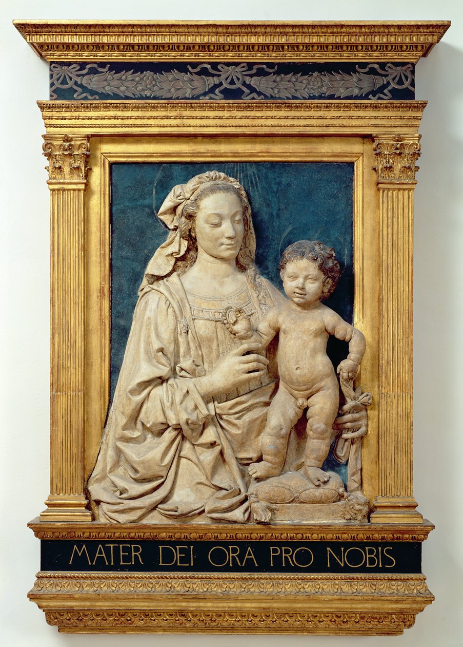 Madonna és gyermeke, 1470 körül (mázas terrakotta) (lásd még: 428020) alkotó: Andrea del Verrocchio