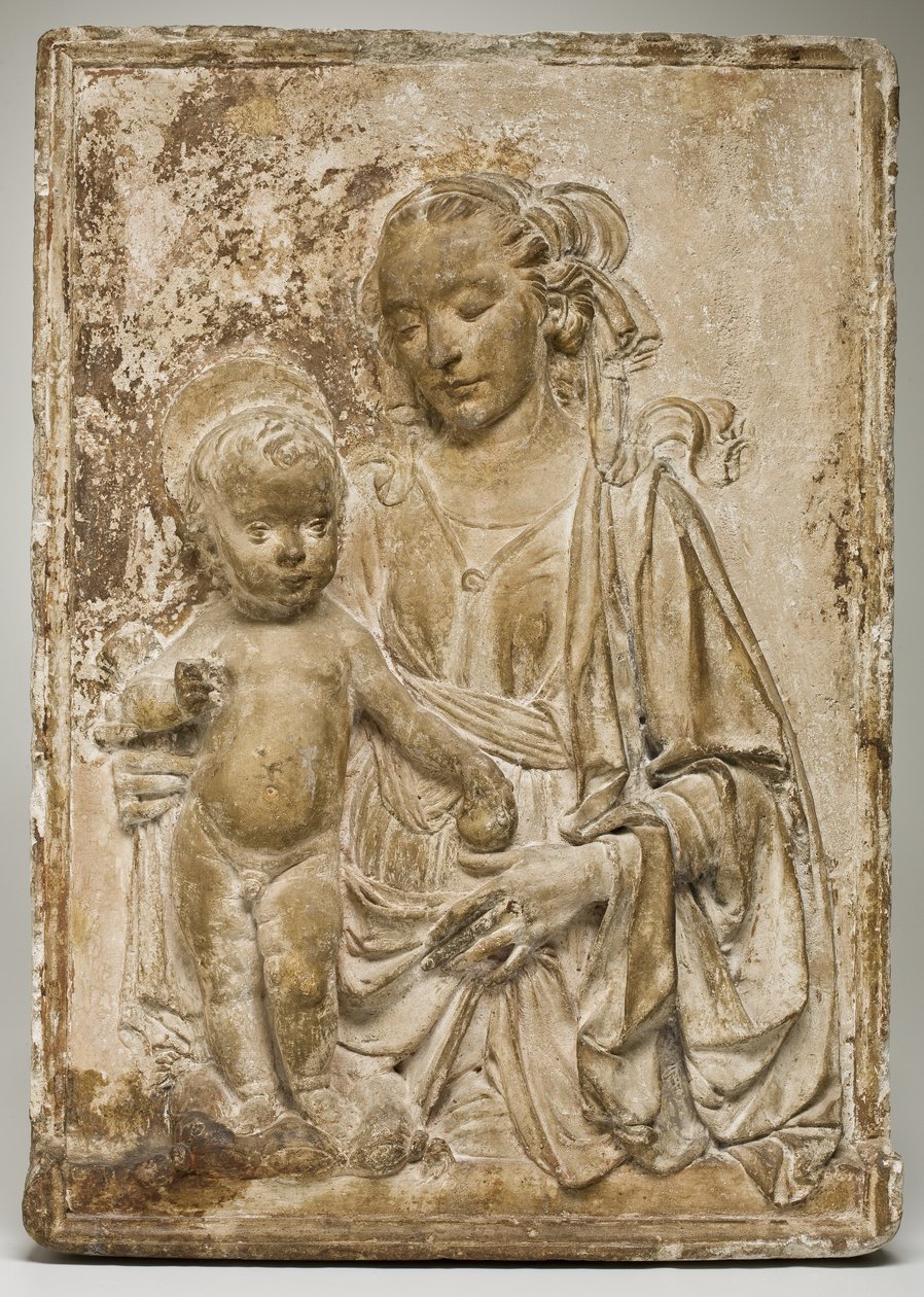 Madonna a gyermekkel, 1470-80 körül (stukkó vagy gipsz) alkotó: Andrea del Verrocchio